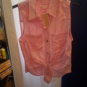 Michael kors basic Sleeveless Button up Blouse with Tie Front